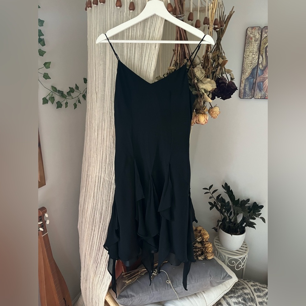 WHBM Dance Layer Black Midi Dress